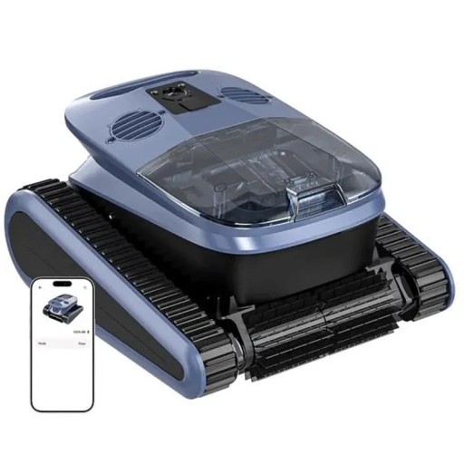 Kabelloser Robotischer Poolreiniger für Pools bis 300 m² Batterie 10400 mAh Laufzeit 240 Minuten 4 Saugmotoren Blau Für Boden, Wände und Wasseroberfläche