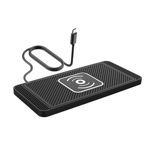 Kabelloses Auto-Schnellladegerät, 15 W, Silikonpad mit Ständer, Schnellladegerät mit USB-C-Kabel, kompatibel mit QC-Laden