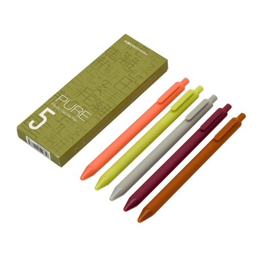 Kaco Retractable Gel Pen 0.5 mm 149 mm Coloured Ink Vintage Style Kawaii Stationery for Children and Adults School Office Pen