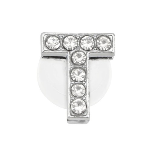 Kamínková ozdoba na crocsy písmeno T 2,5–3 cm PVC stříbrná dekorace do bot pro personalizaci obuvi a doplnění stylu