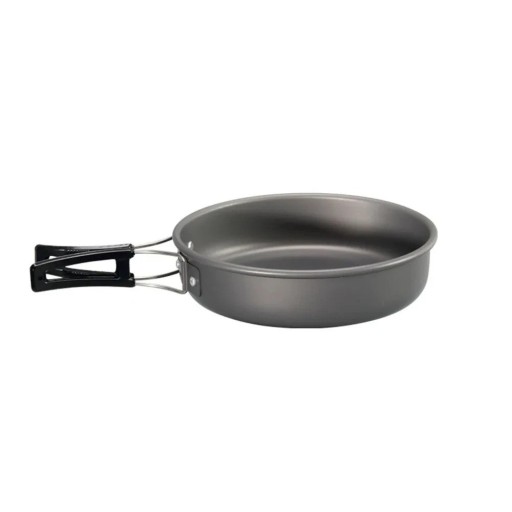 Kampvuurpan 1 l 180 x 45 mm Antiaanbakken aluminium Opvouwbare hittebestendige handgreep Grijs Voor kamperen en wandelen voor 2 tot 3 personen
