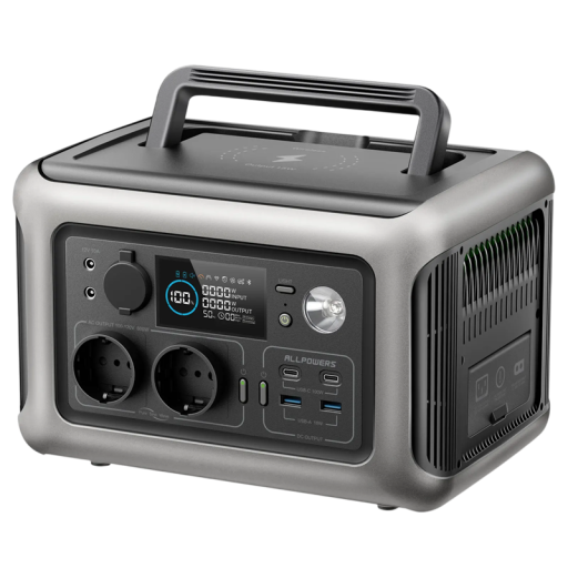 Kannettava generaattori 299 Wh 400 W varavirtalähde Aurinkopaneeli Tuloliitäntä 2 x AC 600 W 2 x USB-A 2 x USB-C LED-valo LCD-näyttö