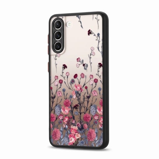 Kansi Samsung Galaxy S24 Kukka-aiheella Matta takapaneeli Materiaali PC ja TPU Kameran suojakehys Painettu puhelinsuoja