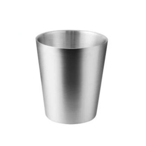 Kantet rustfrit stål krus uden håndtag med dobbelt væg 180 ml i rustfrit stål i sølvfarve til at drikke kaffe og te derhjemme