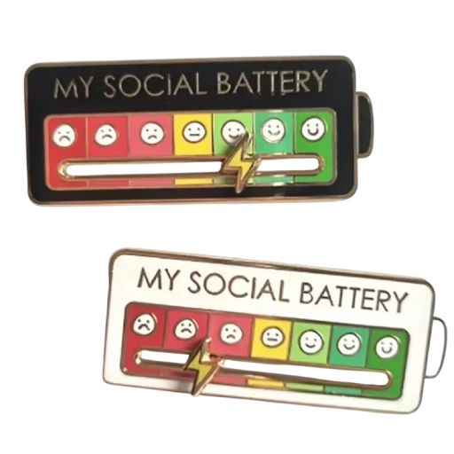 Kantoorspeld 2 x 5 cm Energie-speld in de vorm van een batterij Sfeermeter Emotietracker Stijlvolle accessoire