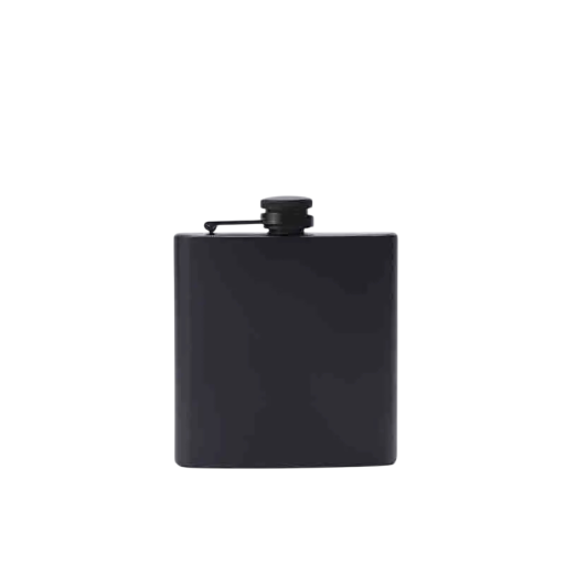 Kapaszkodó whisky flask 175 ml Rozsdamentes acél 304 Fekete Csavaros fedél tartóval Méretek 11 x 9 cm Partira és a természetbe