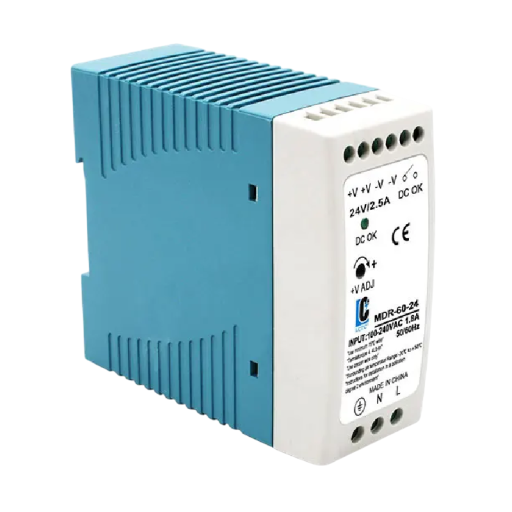 Kapcsoló üzemű tápegység DIN sínre 60 W AC 100–240V DC 24V 2,5A Kompakt tápegység 50/60Hz Stabil táplálás ipari használatra