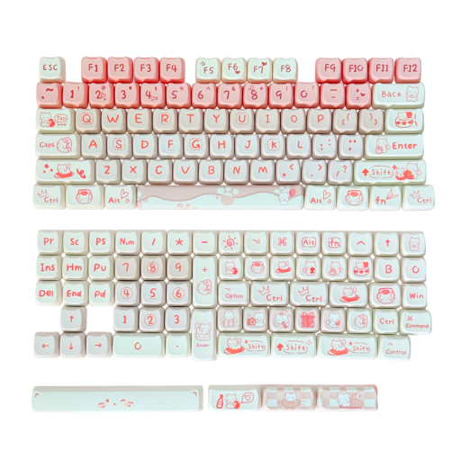 Kappen voor toetsen voor mechanisch toetsenbord schattige 142 stuks PBT profiel MAO roze-wit katten voor thuisgebruik