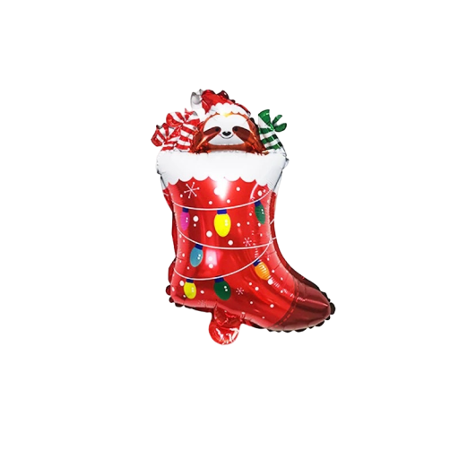 Karácsonyi léggömb lajhár egy harisnyában