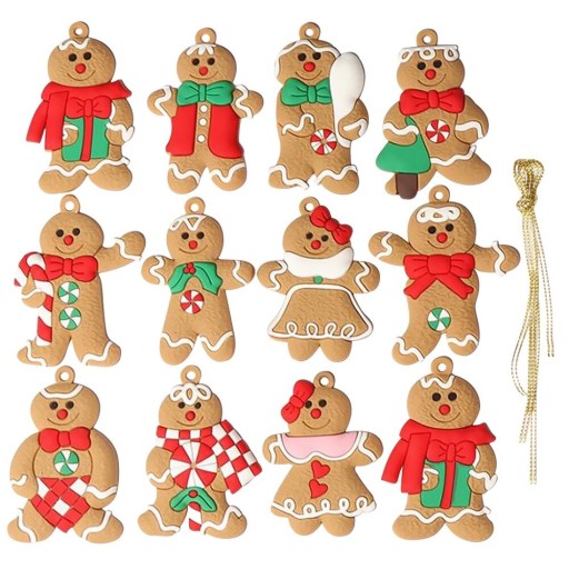 Karácsonyi mézeskalács díszítés 12 db