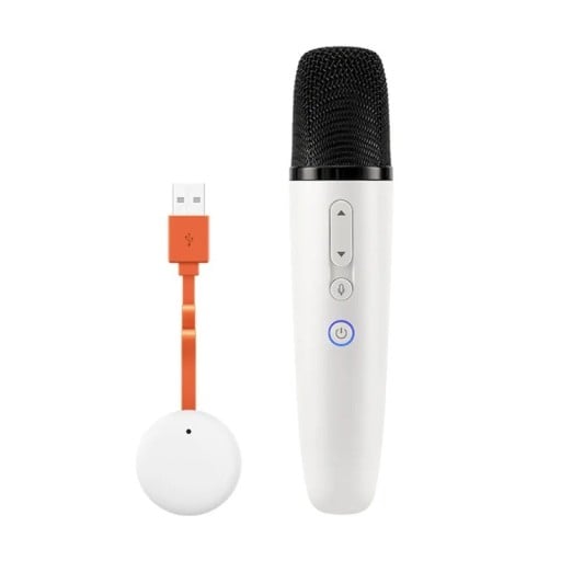 Karaoke mikrofon do auta s USB přijímačem pro vozy BYD vestavěná lithiová baterie nabíjení USB-C bílý na zpěv v autě a rodinné cesty