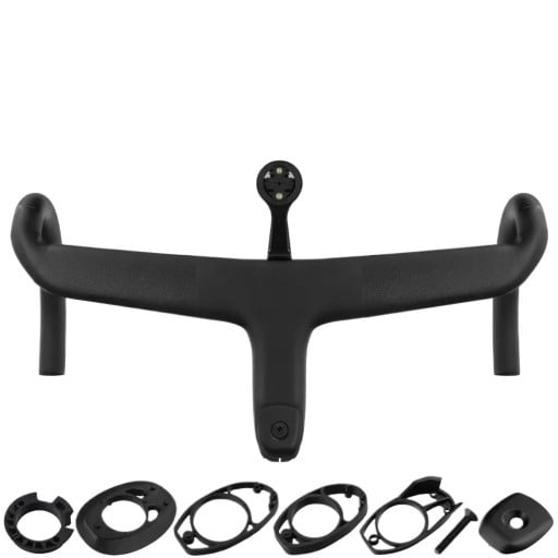 Karbonowe kierownice zintegrowane z mostkiem 380 × 100 mm z podkładkami karbon czarne aerodynamiczne kierownice do roweru szosowego