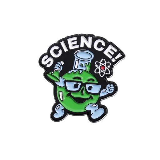 Καρφίτσα επιστήμη χημείας με θέμα SCIENCE περίπου 2,5 x 2,5 εκ. πολύχρωμο σήμα με εικονογράφηση για ρούχα σακίδιο τσάντα αξεσουάρ