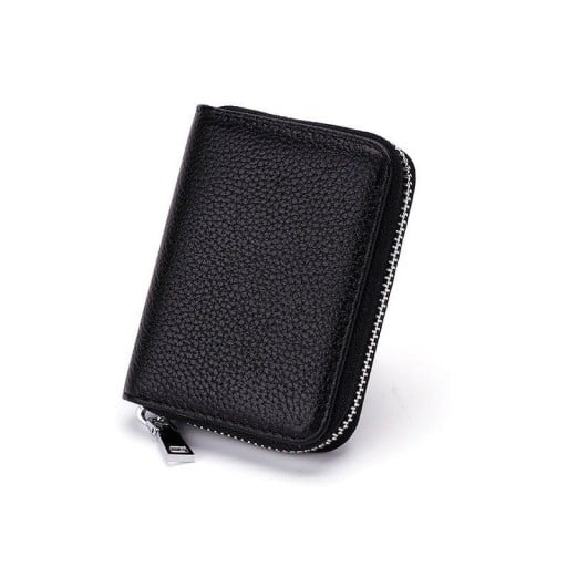 Karten- und Dokumentenetui aus echtem Leder mit Harmonika-Fächern Kompaktes Reiseformat mit umlaufendem Reißverschluss 10,5 x 2,5 x 8 cm