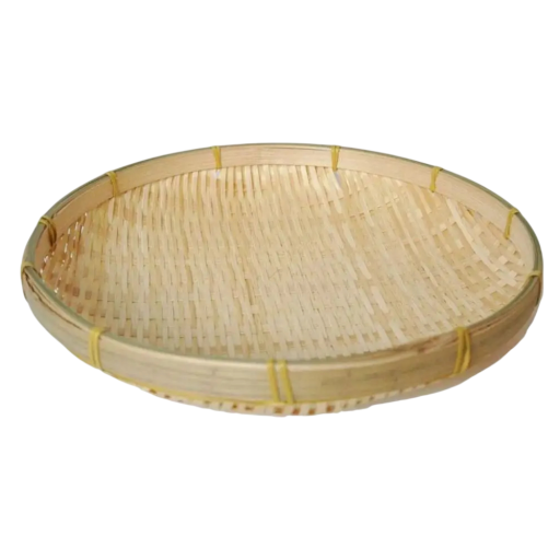 Käsintehty pyöreä bambusalustaja 13 cm luonnollinen bambuskori leivälle ja ruoalle vaalea tarjoilualusta