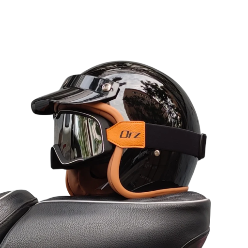 Kask motocyklowy Retro ABS z goglami Styl vintage Ochrona głowy Regulowany pasek Wygodne wypełnienie