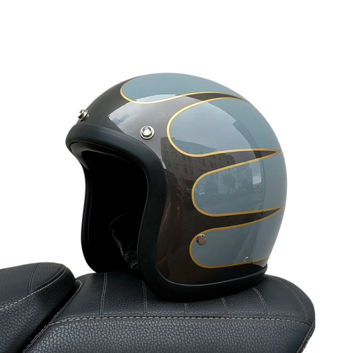 Kask motocyklowy retro z włókna szklanego, lekki, w stylu vintage, ochronny kask motocyklowy, otwarty kask z wewnętrzną wyściółką