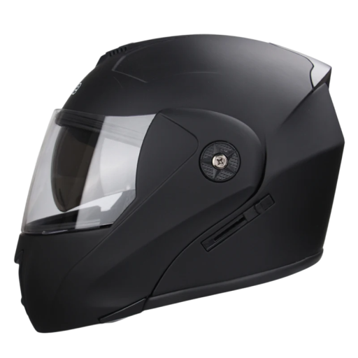 Kask motocyklowy typu flip-up z podwójnym daszkiem, osłoną przeciwsłoneczną, wentylacją, podszewką antypotową, kask motocyklowy