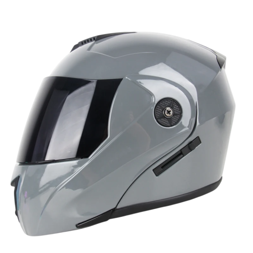 Kask motocyklowy typu flip-up z podwójnym wizjerem, ciemnym szkłem zewnętrznym i wewnętrznym daszkiem przeciwsłonecznym, ochronny kask motocyklowy dla mężczyzn i kobiet