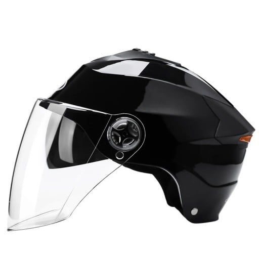 Kask motocyklowy z lampką LED ABS PC podwójny wizjer akumulatorowy oświetlenie obwód głowy 54-59 cm do motoroweru skutera elektrycznego