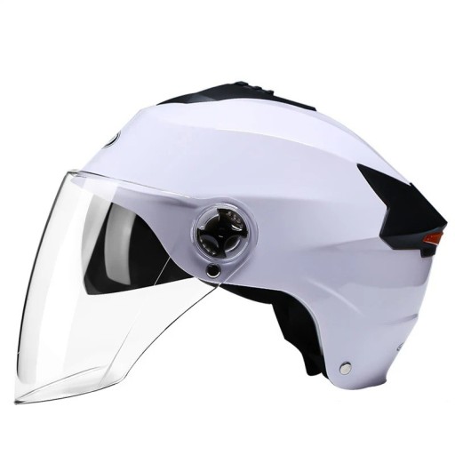 Kask motocyklowy z lampką LED ABS PC podwójny wizjer akumulatorowy oświetlenie obwód głowy 54-59 cm do motoroweru skutera elektrycznego roweru