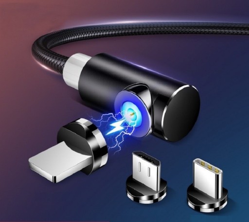 Kątowy magnetyczny kabel USB
