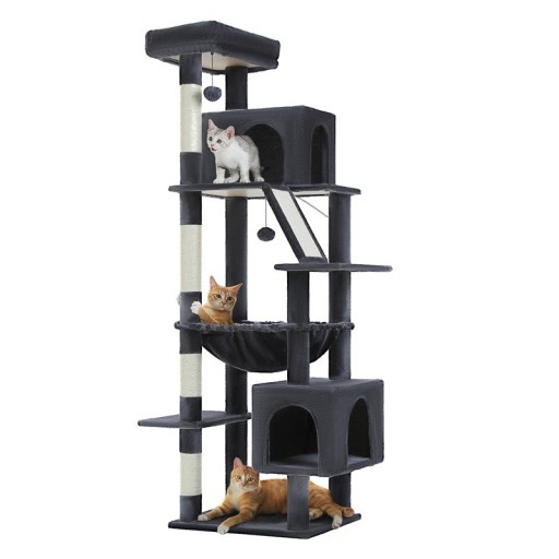 Kattenboom toren 180x55x45 cm Hoge binnenboom voor katten Sisal krabpaal Hangmat Klimset Ruime ligplaats