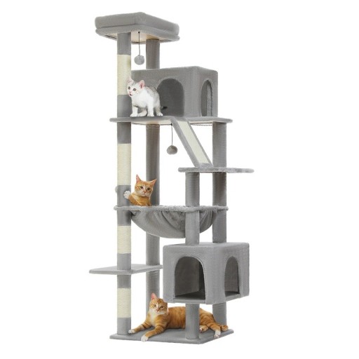 Kattetræ 180x55x45 cm Højt indendørs træ til katte Sisal kradsebræt Hængekøje Klatresystem Rummeligt siddeområde