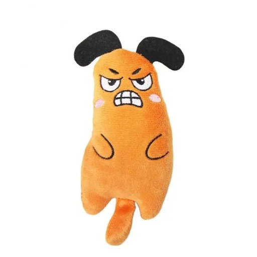 Katteurtpude 16 x 5,5 cm orange hundeformet pude sød kattelegetøj plysbidelegetøj tyggepude til katte
