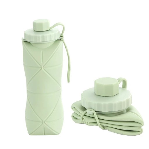 Käytännöllinen silikoninen juomapullo 600 ml Silikoninen matkajuomapullo, joka kestää lämpötiloja −15 °C - 100 °C