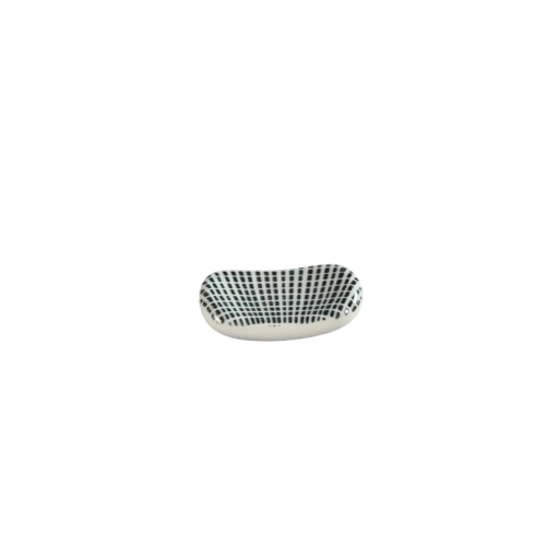 Keraaminen syömäpuikkoteline, japanilainen syömäpuikkojen lepoteline geometrisella kuviolla 5 x 3 cm, keramiikka, keittiöastiat sushi- ja aasialaista ruokailua varten