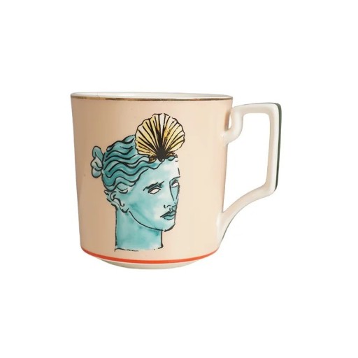 Keramický hrnek s dekorativním motivem 400 ml šálek na kávu béžový s ouškem pro každodenní použití doma i v kanceláři