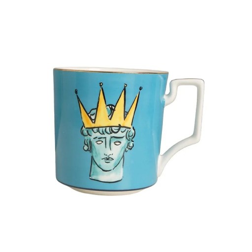 Keramický hrnek s dekorativním motivem 400 ml šálek na kávu modrý s ouškem pro domácí použití i servírování nápojů