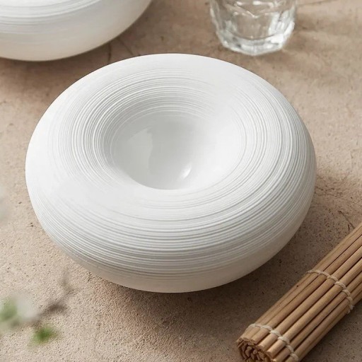 Keramisk dyb suppetallerken rund stærk 16,5 cm diameter 7,5 cm højde keramik hvid skål til suppe og servering