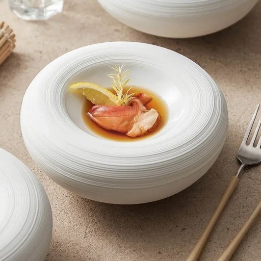Keramisk dyb suppetallerken rund stærk 16,7 cm diameter keramik hvid skål til suppe og servering af retter