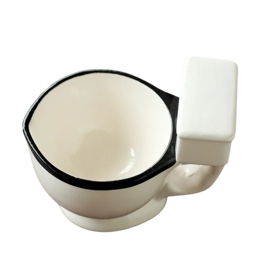 Keramisk krus i form af en toilet 300 ml keramik hvid med sort kant original krus til kaffe te sjov gave