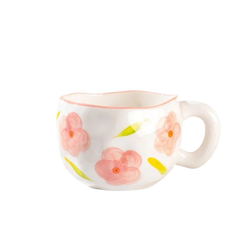 Keramisk krus med fint blomsterdesign 300 ml dimensioner 9,5 × 7 cm dekorativt design til kaffe te og daglig brug