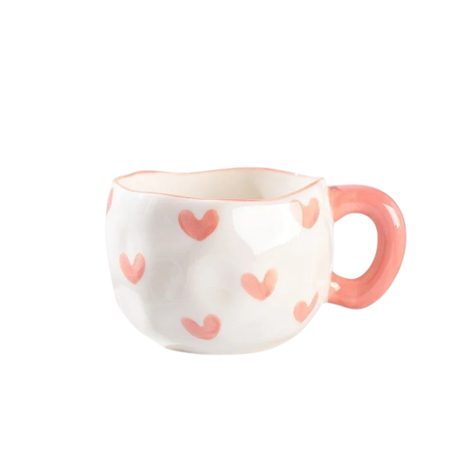 Keramisk krus med hjerter 300 ml dimensioner 9,5 × 7 cm dekorativt design til kaffe te og daglig brug