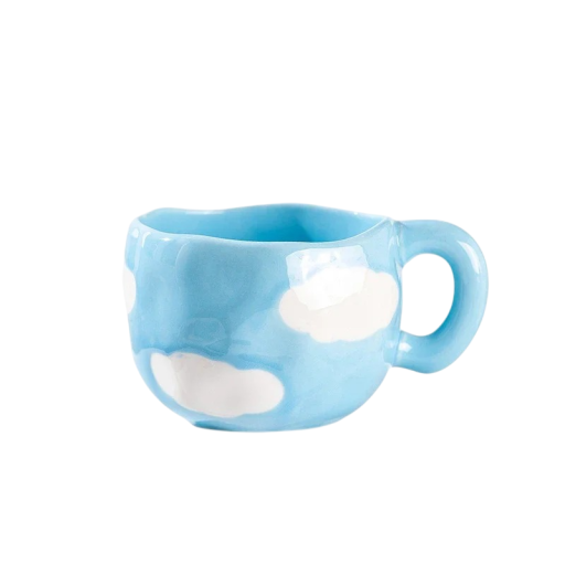 Keramisk krus med sky-motiv 300 ml dimensioner 9,5 × 7 cm dekorativt design til kaffe te og daglig brug