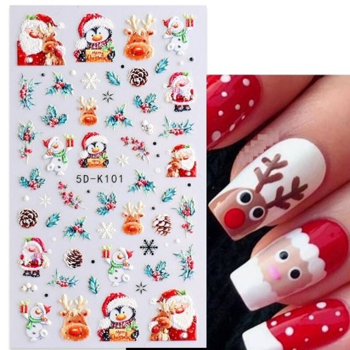 Kerst 5D nagelstickers