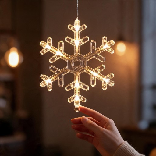 Kerst Hangende LED Licht Sneeuwvlok 19 x 18 cm Op AAA Batterijen Verlichtende Vlok Warm Wit Winterdecoratie Voor Raam Deuren en Etalage
