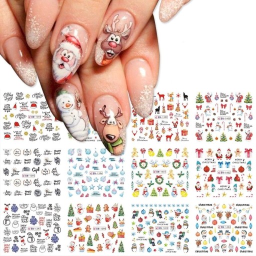 Kerst nagelstickers 12 stuks