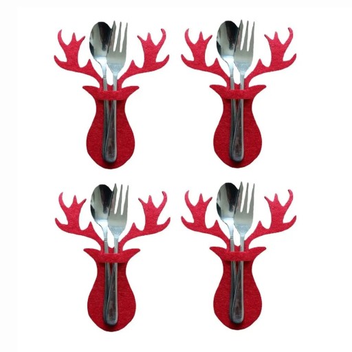 Kerstbestekkoffer met rendiermotief 4-delig
