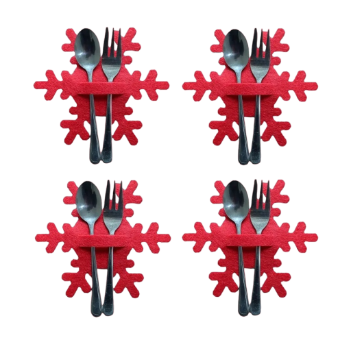 Kerstbestekkoffer - sneeuwvlok 4 stuks