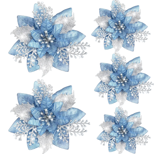 Kerstbloemdecoratie 5 stuks