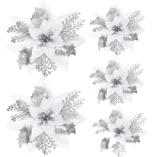 Kerstbloemdecoratie 5 stuks