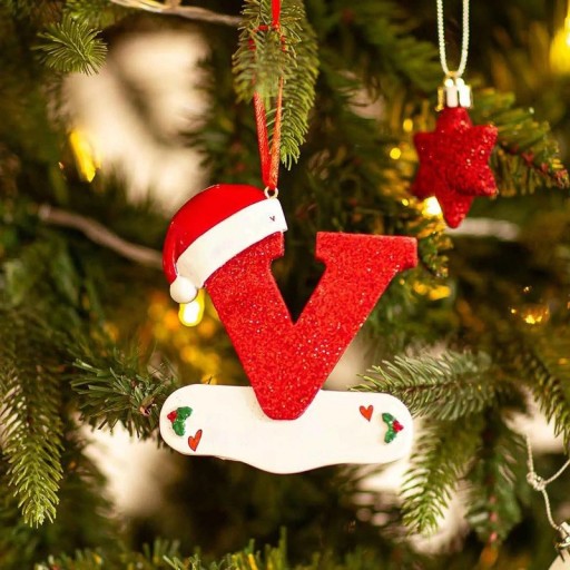 Kerstboomversiering met letters Acrylletters voor de kerstboom Kerstversiering Hangende letters voor de boom Rode hangletters 10 cm