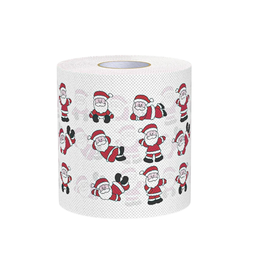 Kersttoiletpapier 10 x 10 cm 2 lagen Rol met kerstmotieven Decoratieve papieren servetten Feestelijke keuken- en huishoudelijke benodigdheden Kerstdecoratie