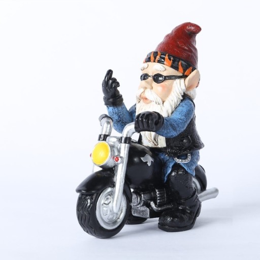 Kerti dekoráció törpe egy motorkerékpáron