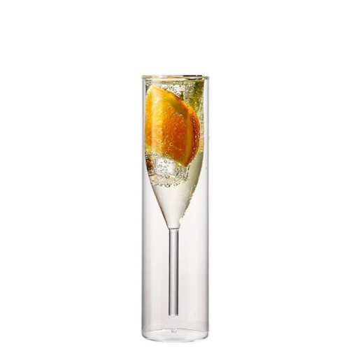 Kétfalú pezsgős pohár 150 ml magas pohár 19,2 cm tiszta üvegből dekoratív pohár pezsgő felszolgálásához
